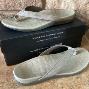 Vionic Men's Flip Flop Size 12 44Wave Webbing Green Gray